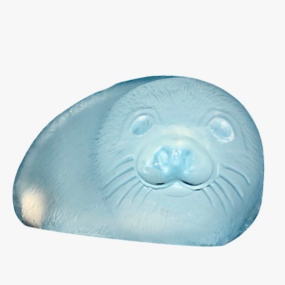 Crystal Seal Figurine MATS JONASSON SWEDEN AVintage art Glass Signed & Sticker - Picture 7 of 13